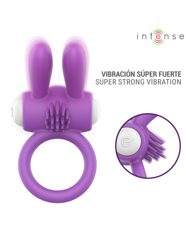 INTENSE HOPPS ANILLO PARA PENE VIBRADOR CON ESTIMULACIAN CLITORIANA MORADO