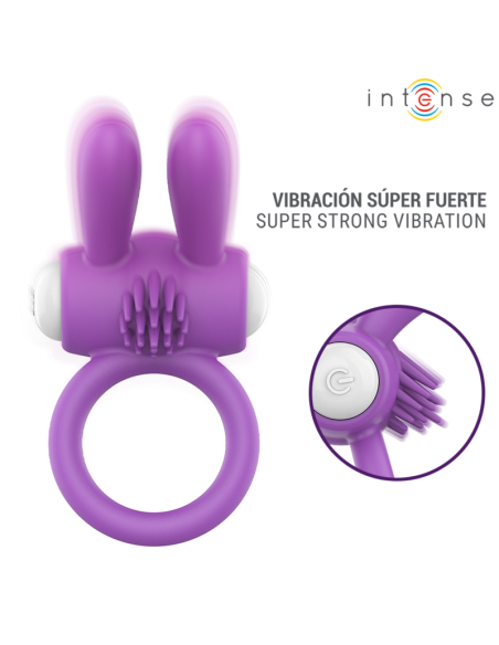 INTENSE HOPPS ANILLO PARA PENE VIBRADOR CON ESTIMULACIAN CLITORIANA MORADO