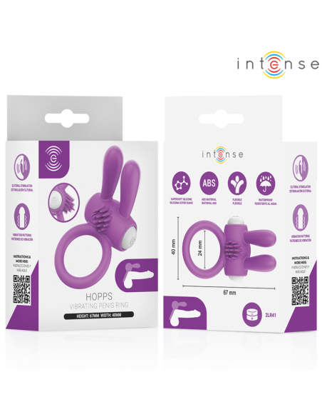 INTENSE HOPPS ANILLO PARA PENE VIBRADOR CON ESTIMULACIAN CLITORIANA MORADO