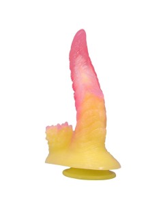 POWER MONSTERS RIPPLIED MONSTER DILDO FANTASAA CON VENTOSA 225 CM A 55 CM ROSA Y AMARILLO