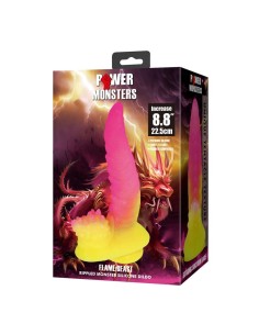 POWER MONSTERS RIPPLIED MONSTER DILDO FANTASAA CON VENTOSA 225 CM A 55 CM ROSA Y AMARILLO 2