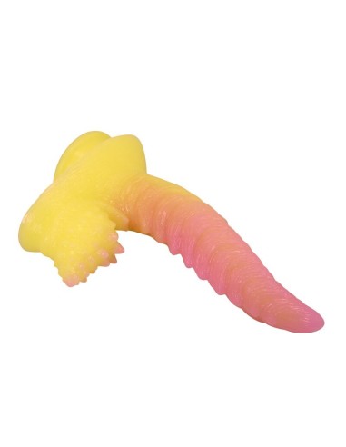 POWER MONSTERS RIPPLIED MONSTER DILDO FANTASAA CON VENTOSA 225 CM A 55 CM ROSA Y AMARILLO