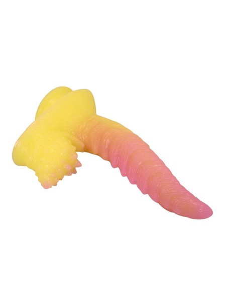 POWER MONSTERS RIPPLIED MONSTER DILDO FANTASAA CON VENTOSA 225 CM A 55 CM ROSA Y AMARILLO