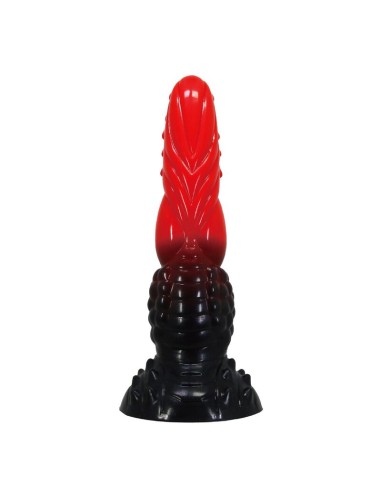 POWER MONSTERS FIRE DRAGON DILDO FANTASAA CON VENTOSA 245 CM A 58 CM ROJO Y NEGRO