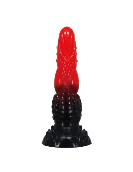 POWER MONSTERS FIRE DRAGON DILDO FANTASAA CON VENTOSA 245 CM A 58 CM ROJO Y NEGRO