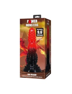 POWER MONSTERS FIRE DRAGON DILDO FANTASAA CON VENTOSA 245 CM A 58 CM ROJO Y NEGRO 2