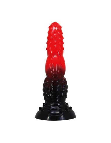 POWER MONSTERS FIRE DRAGON DILDO FANTASAA CON VENTOSA 245 CM A 58 CM ROJO Y NEGRO