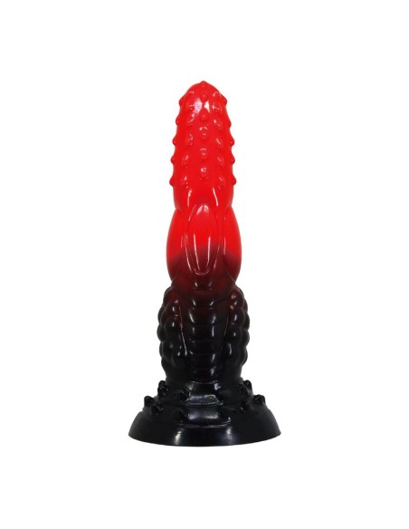 POWER MONSTERS FIRE DRAGON DILDO FANTASAA CON VENTOSA 245 CM A 58 CM ROJO Y NEGRO
