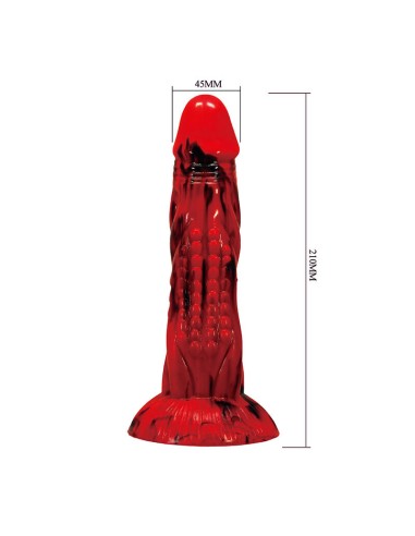 POWER MONSTERS MINOTAUR DILDO FANTASAA CON VENTOSA 21 CM A 5 CM ROJO Y NEGRO