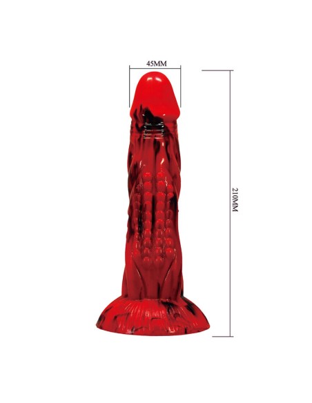 POWER MONSTERS MINOTAUR DILDO FANTASAA CON VENTOSA 21 CM A 5 CM ROJO Y NEGRO