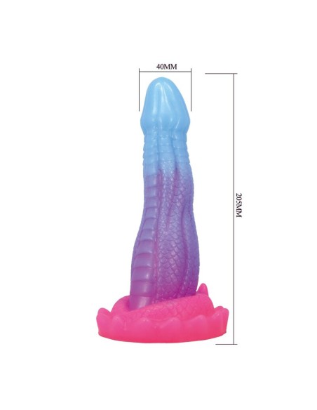 POWER MONSTERS VOID PYTHON DILDO FANTASAA CON VENTOSA 205 CM A 52 CM AZUL LILA Y ROSA