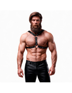 FETISH SUBMISSIVE ATTITUDE ARNAS ECOPIEL PECHO CON DOBLE SUJECIAN Y TACHUELAS HOMBRE