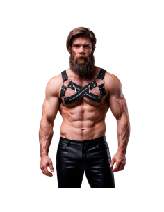FETISH SUBMISSIVE ATTITUDE ARNAS BULLDOG AJUSTABLE NEOPRENO PECHO CRUZADO CON CREMALLERAS HOMBRE