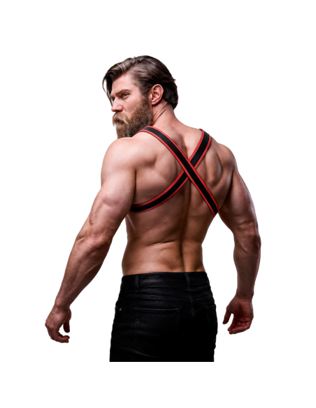 FETISH SUBMISSIVE ATTITUDE ARNAS BULLDOG ECOPIEL PECHO HOMBRE NEGRO ROJO