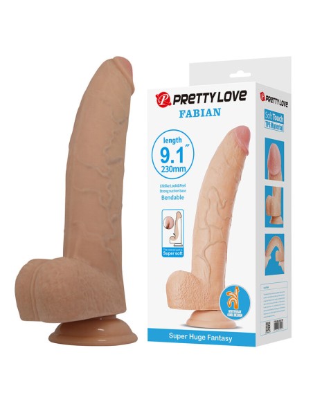 PRETTY LOVE FABIAN DILDO FLEXIBLE CON VENTOSA CARNE
