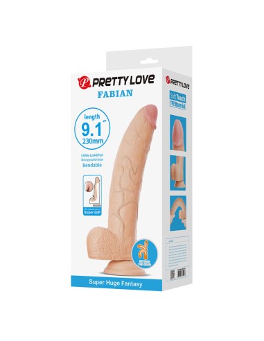 PRETTY LOVE FABIAN DILDO FLEXIBLE CON VENTOSA CARNE