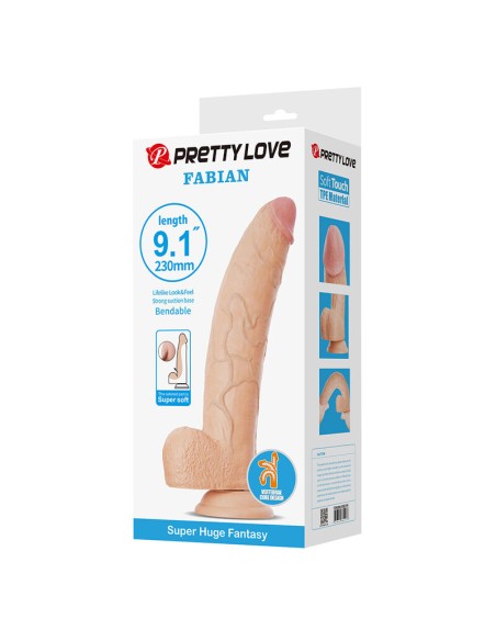 PRETTY LOVE FABIAN DILDO FLEXIBLE CON VENTOSA CARNE