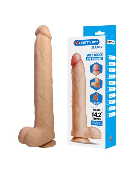PRETTY LOVE DANY DILDO REALASTICO FLEXIBLE CON VENTOSA 36 CM A 56 CM