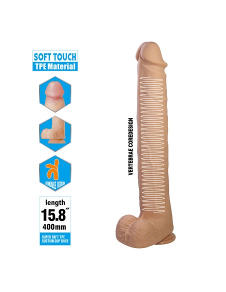 PRETTY LOVE PAT DILDO REALASTICO FLEXIBLE CON VENTOSA NATURAL 40 CM A 6 CM