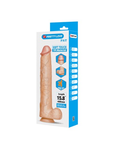 PRETTY LOVE PAT DILDO REALASTICO FLEXIBLE CON VENTOSA NATURAL 40 CM A 6 CM