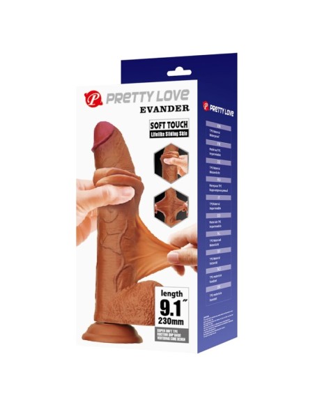 PRETTY LOVE EVANDER DILDO REALASTICO FLEXIBLE CON VENTOSA 23 CM A 49 CM