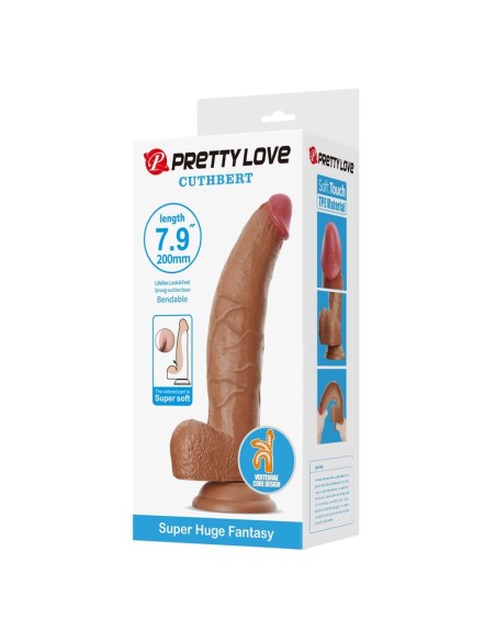 PRETTY LOVE CUTHBERT DILDO REALASTICO FLEXIBLE 20 CM A 5 CM TPE MARRAN