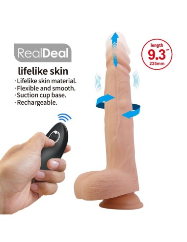 PRETTY LOVE MILES DILDO VIBRADOR CON EMPUJE Y ROTACIAN CONTROL REMOTO 235 CM A 48 CM COLOR NATURAL