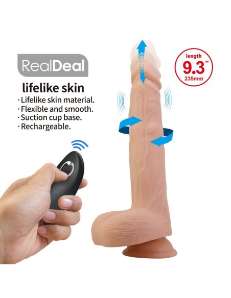 PRETTY LOVE MILES DILDO VIBRADOR CON EMPUJE Y ROTACIAN CONTROL REMOTO 235 CM A 48 CM COLOR NATURAL