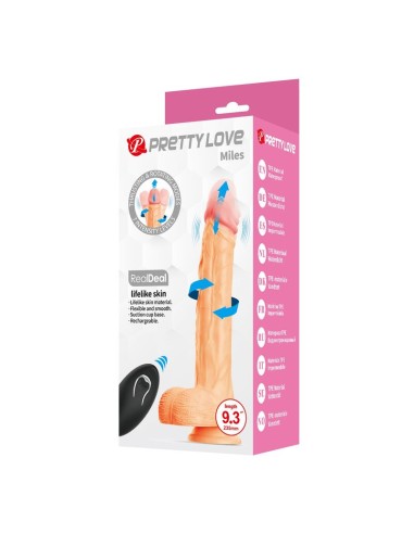 PRETTY LOVE MILES DILDO VIBRADOR CON EMPUJE Y ROTACIAN CONTROL REMOTO 235 CM A 48 CM COLOR NATURAL