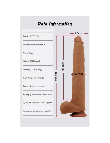PRETTY LOVE VIGGO DILDO REALISTA TACTO SUAVE CON PIEL DESLIZANTE 365 CM MARRAN