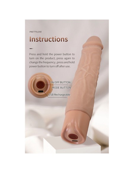 PRETTY LOVE KESSLER DILDO VIBRADOR REALISTA 10 MODOS DE VIBRACIAN Y 10 DE EMPUJE 22 CM NATURAL