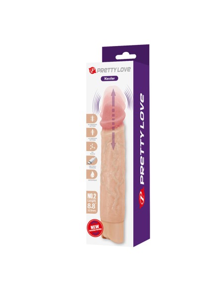 PRETTY LOVE KESSLER DILDO VIBRADOR REALISTA 10 MODOS DE VIBRACIAN Y 10 DE EMPUJE 22 CM NATURAL