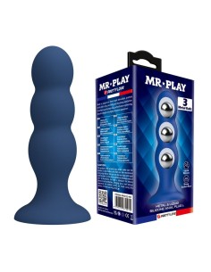 MR PLAY PLUG ANAL CON 3 BOLAS METALICAS Y VENTOSA AZUL
