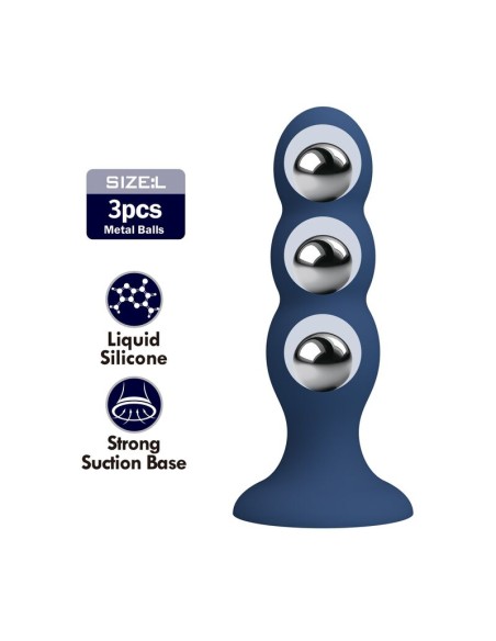 MR PLAY PLUG ANAL CON 3 BOLAS METALICAS Y VENTOSA AZUL