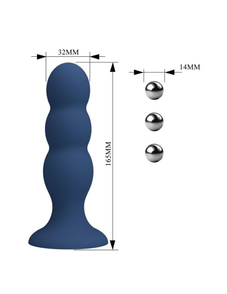 MR PLAY PLUG ANAL CON 3 BOLAS METALICAS Y VENTOSA AZUL