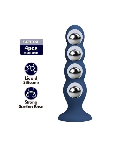 MR PLAY PLUG ANAL CON 4 BOLAS METALICAS Y VENTOSA AZUL