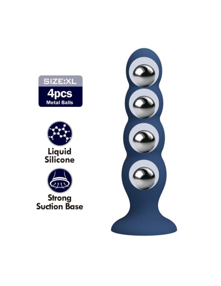 MR PLAY PLUG ANAL CON 4 BOLAS METALICAS Y VENTOSA AZUL