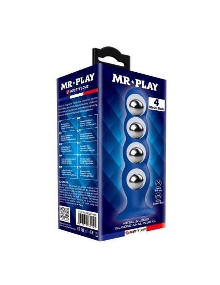 MR PLAY PLUG ANAL CON 4 BOLAS METALICAS Y VENTOSA AZUL