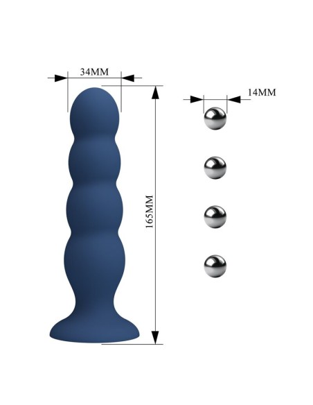 MR PLAY PLUG ANAL CON 4 BOLAS METALICAS Y VENTOSA AZUL