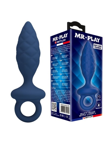 MR PLAY PLUG ANAL TEXTURIZADO CON ANILLA AZUL L