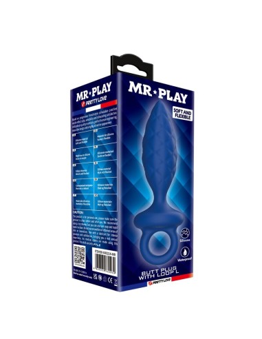 MR PLAY PLUG ANAL TEXTURIZADO CON ANILLA AZUL L