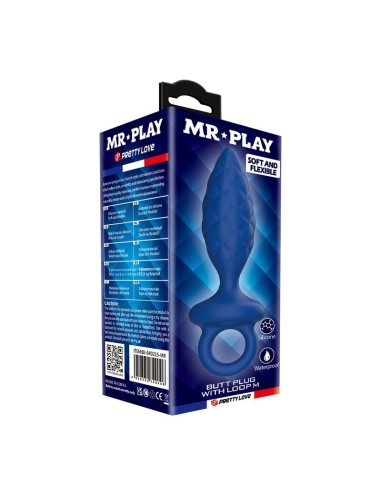 MR PLAY PLUG ANAL TEXTURIZADO CON ANILLA AZUL M