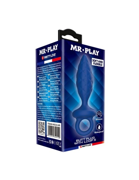 MR PLAY PLUG ANAL TEXTURIZADO CON ANILLA AZUL S