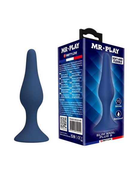 MR PLAY PLUG ANAL SILICONA AZUL SLIM TALLA S
