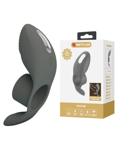 PRETTY LOVE ANILLO VIBRADOR RECARGABLE CON DOBLE ESTIMULACIAN