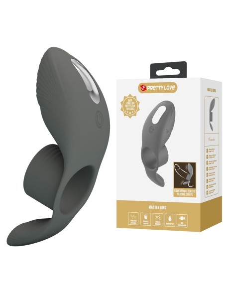 PRETTY LOVE ANILLO VIBRADOR RECARGABLE CON DOBLE ESTIMULACIAN