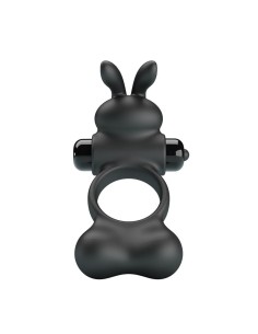 PRETTY LOVE ANILLO VIBRADOR PARA PENE CON ESTIMULADOR DE CONEJITO 10 FUNCIONES NEGRO