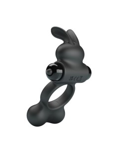 PRETTY LOVE ANILLO VIBRADOR PARA PENE CON ESTIMULADOR DE CONEJITO 10 FUNCIONES NEGRO 2