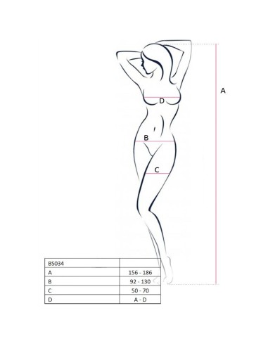 PASSION WOMAN BS034 BODYSTOCKING BLANCO TALLA UNICA