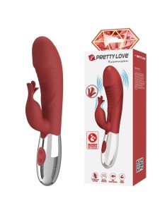 PRETTY LOVE VIBRADOR RABBIT ROSEWOOD 30 FUNCIONES RECARGABLE USB ROJO